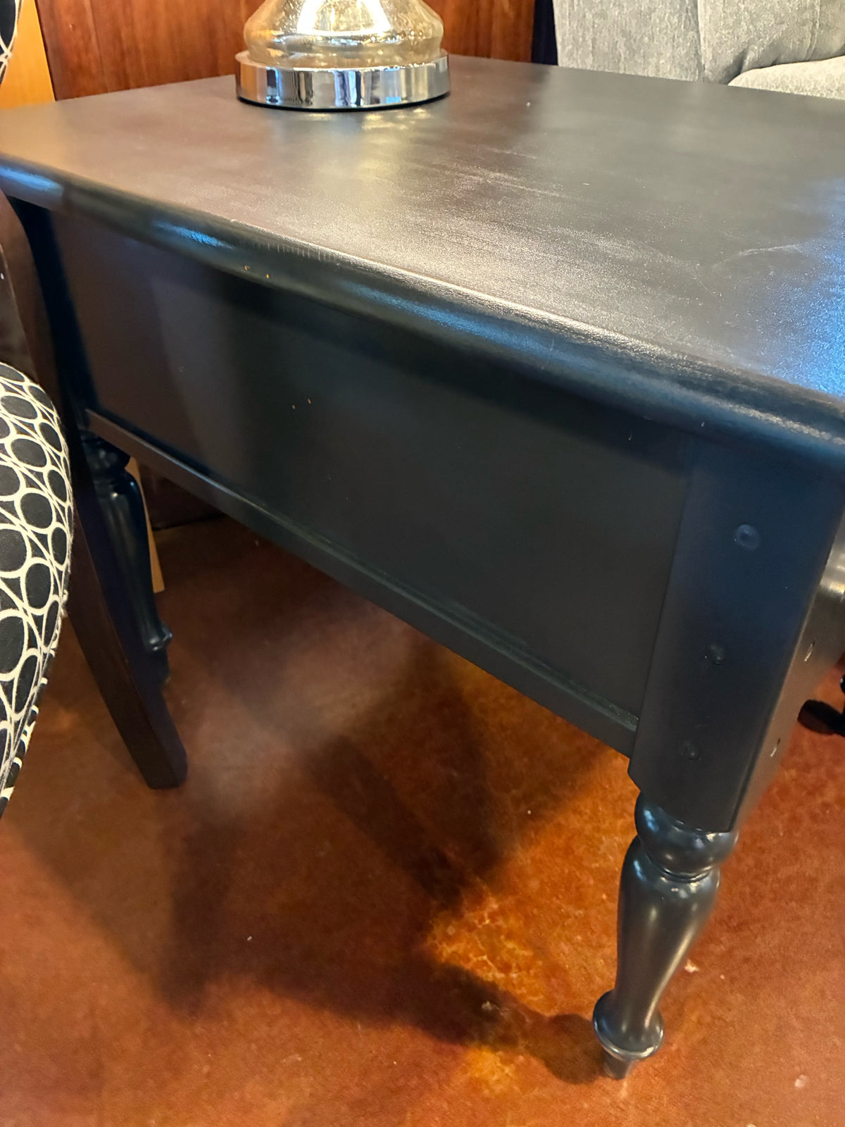 Midnight Blue/Black One-Drawer Accent Table with Crystal-look Knobs
