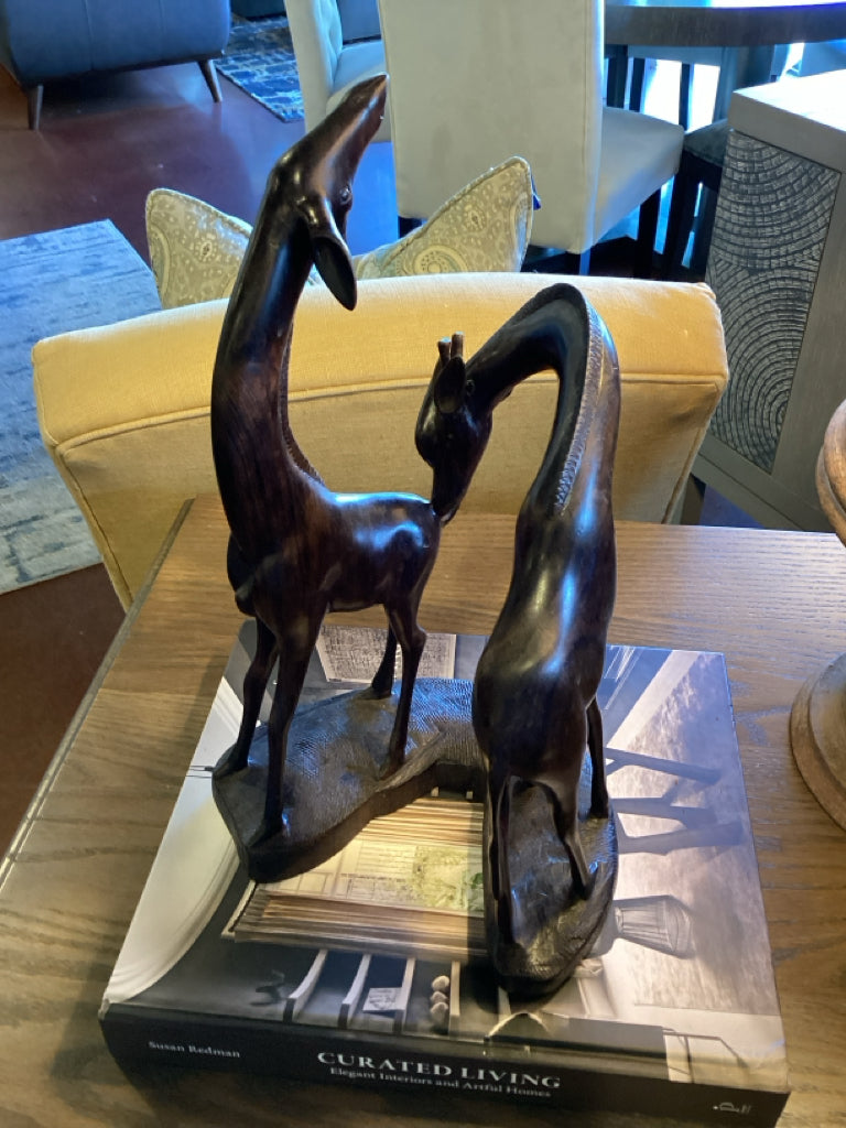Sculpture|Hand-carved wood giraffe