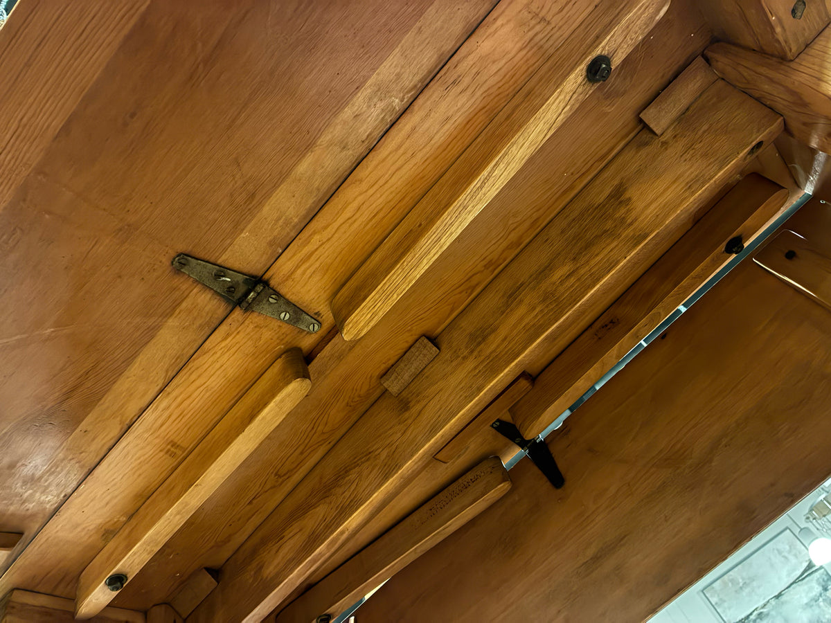 Plank-Top Trestle Drop-Leaf Dining Table